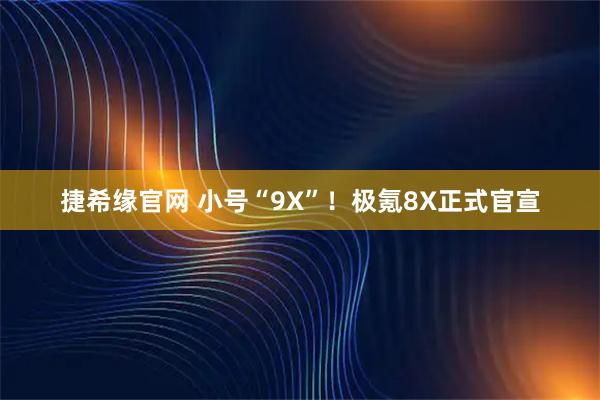 捷希缘官网 小号“9X”！极氪8X正式官宣