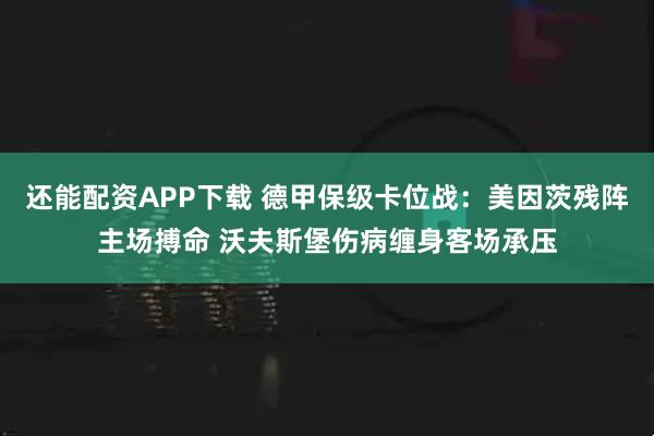 还能配资APP下载 德甲保级卡位战：美因茨残阵主场搏命 沃夫斯堡伤病缠身客场承压